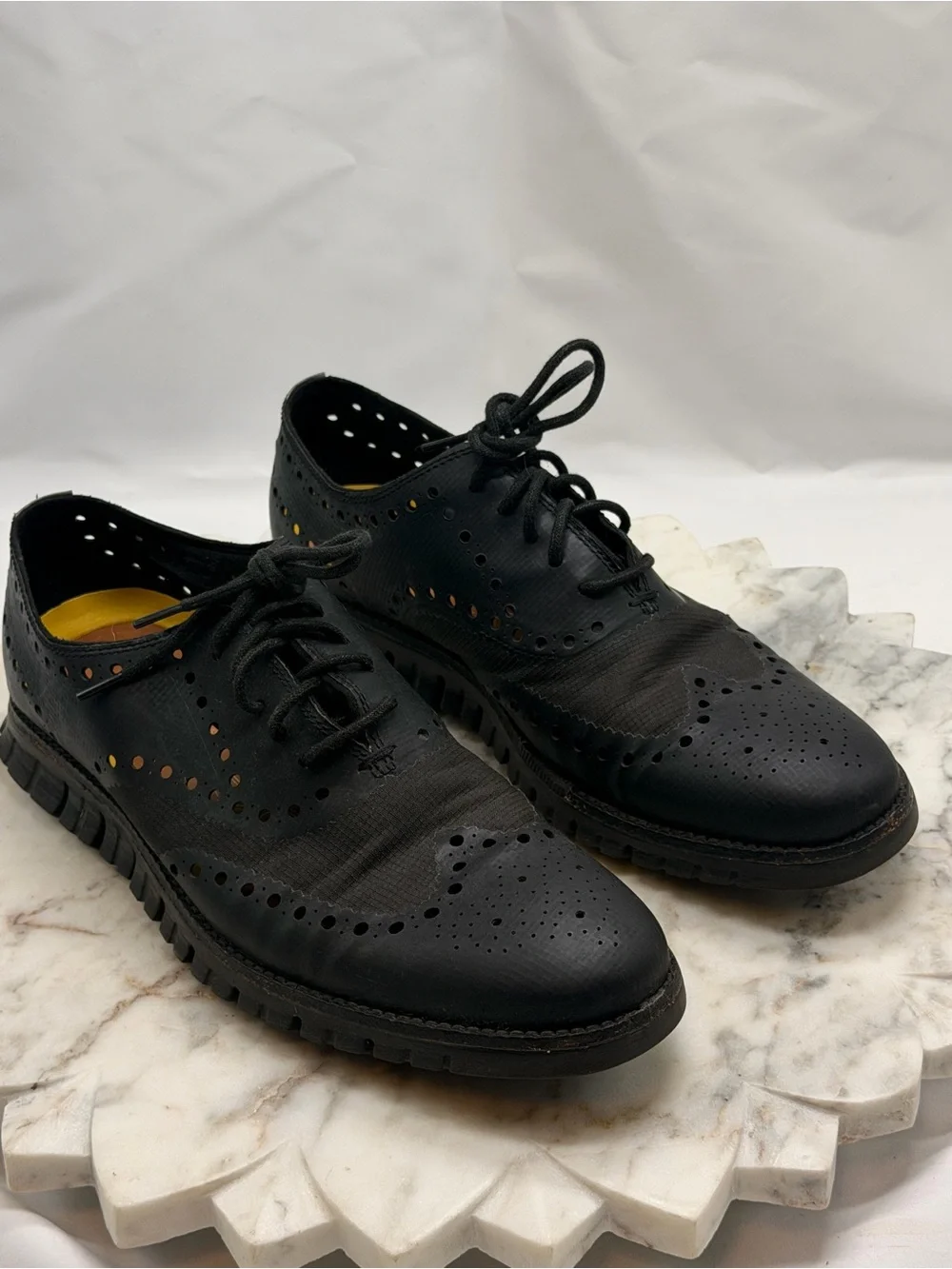 Cole Haan ZeroGrand Wingtip Oxford Shoes Men's 8M Black Leather Brogue Sneakers